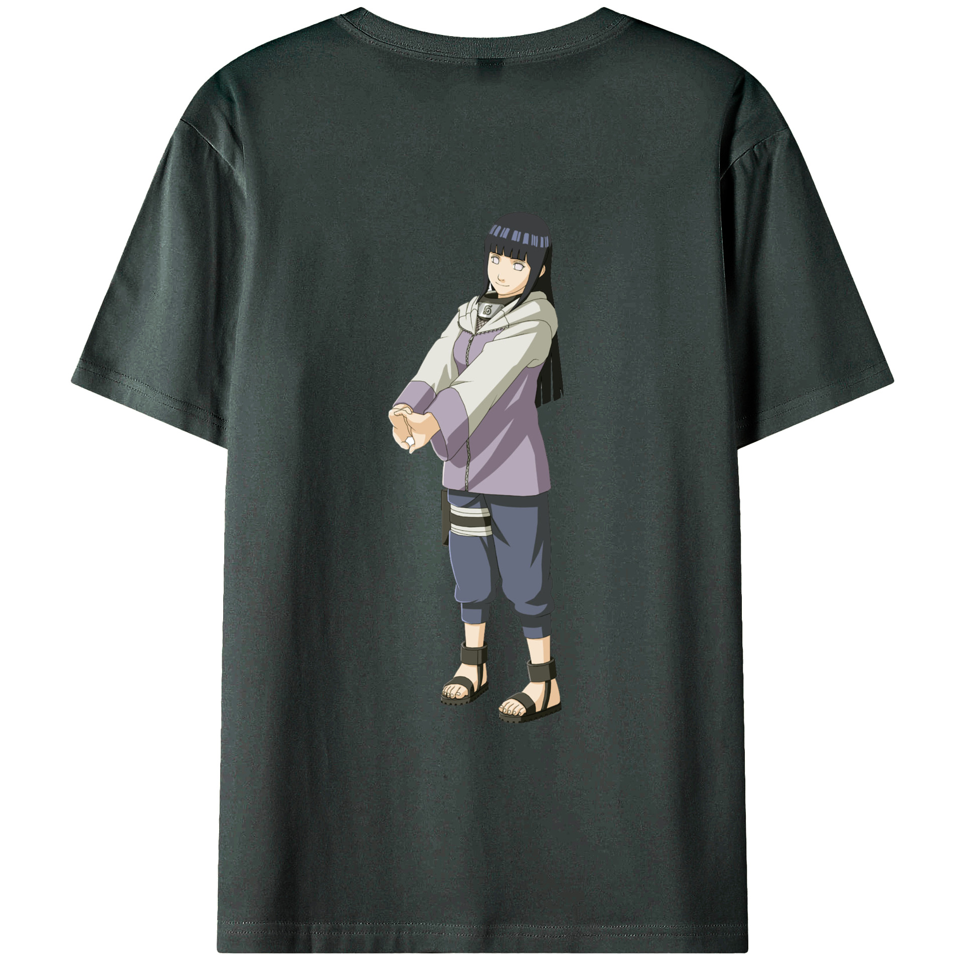 （画像用） NARUTO -ナルト- 日向ヒナタ Hyūga Hinata 綿100％ メンズ半袖Tシャツ（バックプリント） 通気性